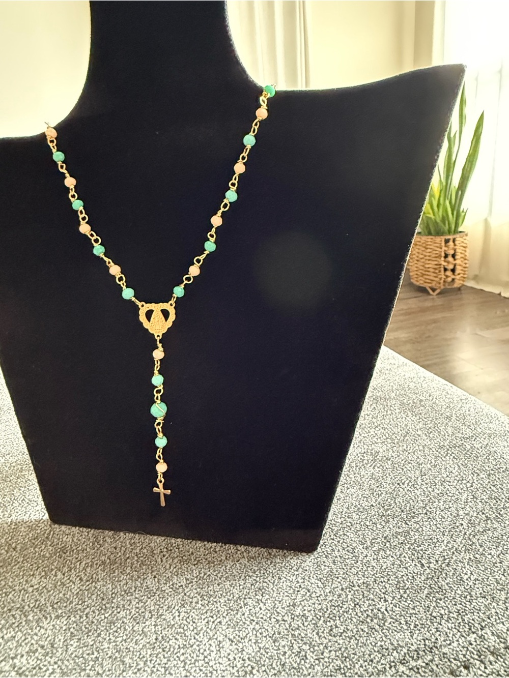 Gold Rosary-Style Necklace